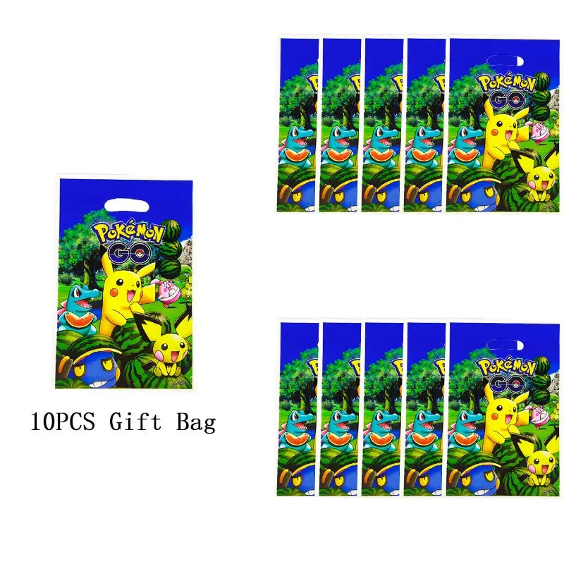 Pokémon Theme Birthday Party Decorations – Cartoon Pokémon Go Tableware Set (Cups, Plates & Pikachu Balloons) for Baby Shower & Party Favors