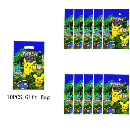 Pokémon Theme Birthday Party Decorations – Cartoon Pokémon Go Tableware Set (Cups, Plates & Pikachu Balloons) for Baby Shower & Party Favors