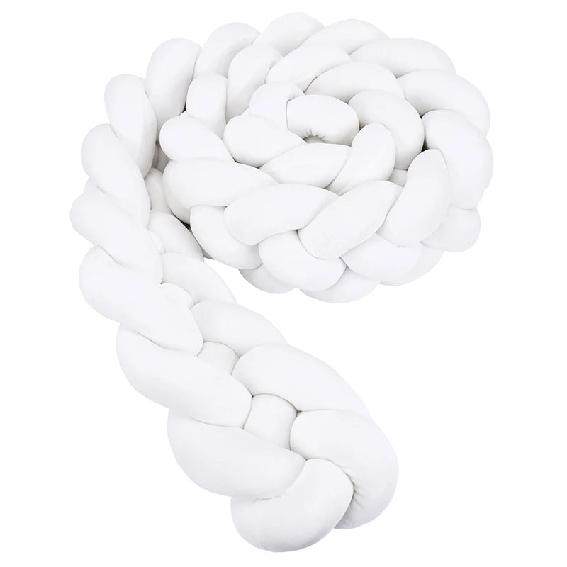 Protector de cuna trenzado hecho a mano – Cojín de cuna anudado suave para cunas, decoración de guardería y protección de bordes (1M–3.6M)