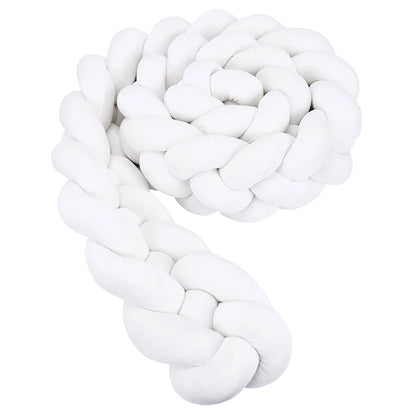 Protector de cuna trenzado hecho a mano – Cojín de cuna anudado suave para cunas, decoración de guardería y protección de bordes (1M–3.6M)
