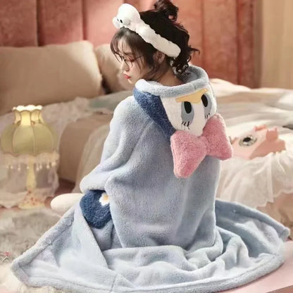 Sanrio Hello Kitty Girls' Velvet Pajama Set – Cute Cartoon Long Bathrobe & Nightgown, Soft Cozy Home Sleepwear for Kids