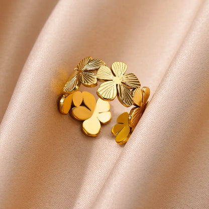 Anillo de circonita de acero inoxidable ajustable con diseño de ojo turco – Anillo de boda geométrico de color dorado para mujer | Regalo de joyería de lujo de moda