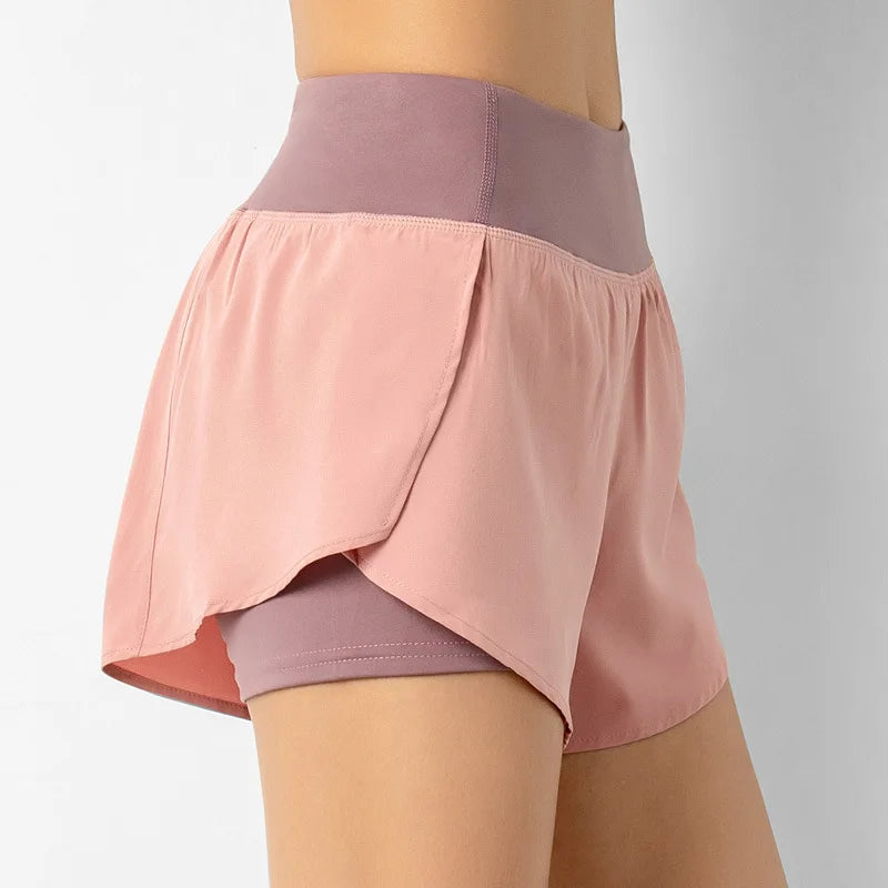 Women’s Sport Running Shorts Double Layer Yoga Gym Fitness Jogging Training Summer Short Pants