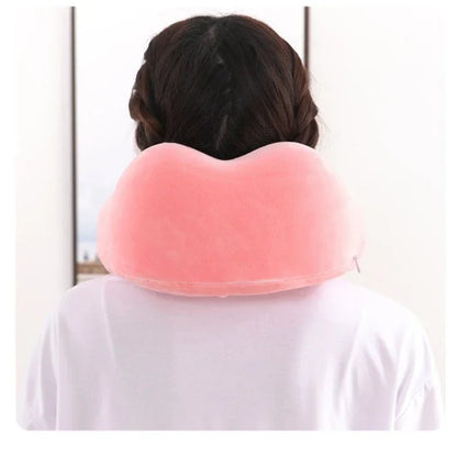 Almohada de cuello de espuma viscoelástica en forma de U – Almohada de viaje suave para dormir en avión, cojín de soporte cervical, almohada ergonómica para el cuello para viajes, oficina y relajación en el hogar