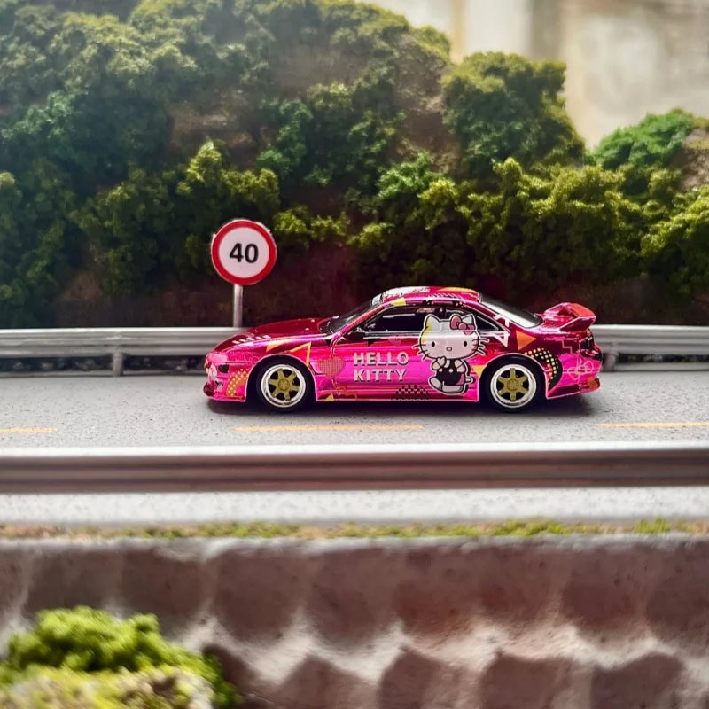 Tarmac Works Vertex Silvia S14 Hello Kitty Pink Chrome – 1:64 Scale Limited Edition Diecast Model Car & Collectible Toy