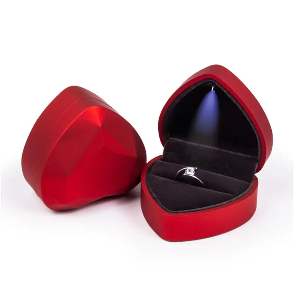 LED Velvet Jewelry Gift Box for Rings, Necklaces & Pendants – Luxury Lighted Proposal, Engagement & Wedding Display Case