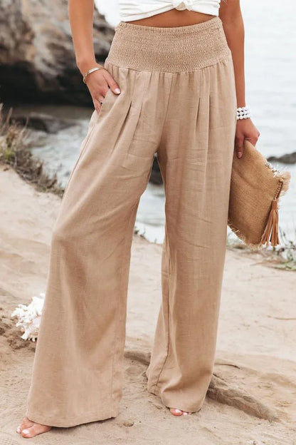 Pantalon ample décontracté pour femme, taille mi-haute avec cordon de serrage, style européen et américain, idéal pour la plage au printemps et en été