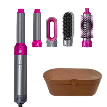 5-in-1 Hair Dryer & Styling Tool Set – Professional Hot Air Brush, Curling Iron, Hair Straightener & Volumizing Comb for Home & Salon Use