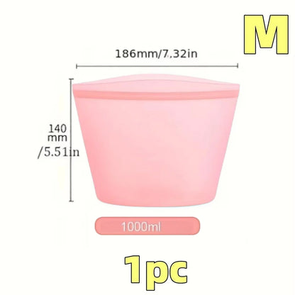 1/3PCS Reusable Silicone Food Storage Bags – Leakproof Ziplock Containers for Fridge & Freezer, Fresh-Keeping Kitchen Organizer Bags