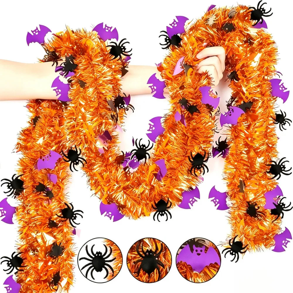 2M/4M Halloween Pumpkin Garland – Black & Orange Pumpkin Cutout Streamer, Spooky Hanging Decor for Front Doors, Outdoor Displays & Halloween Parties