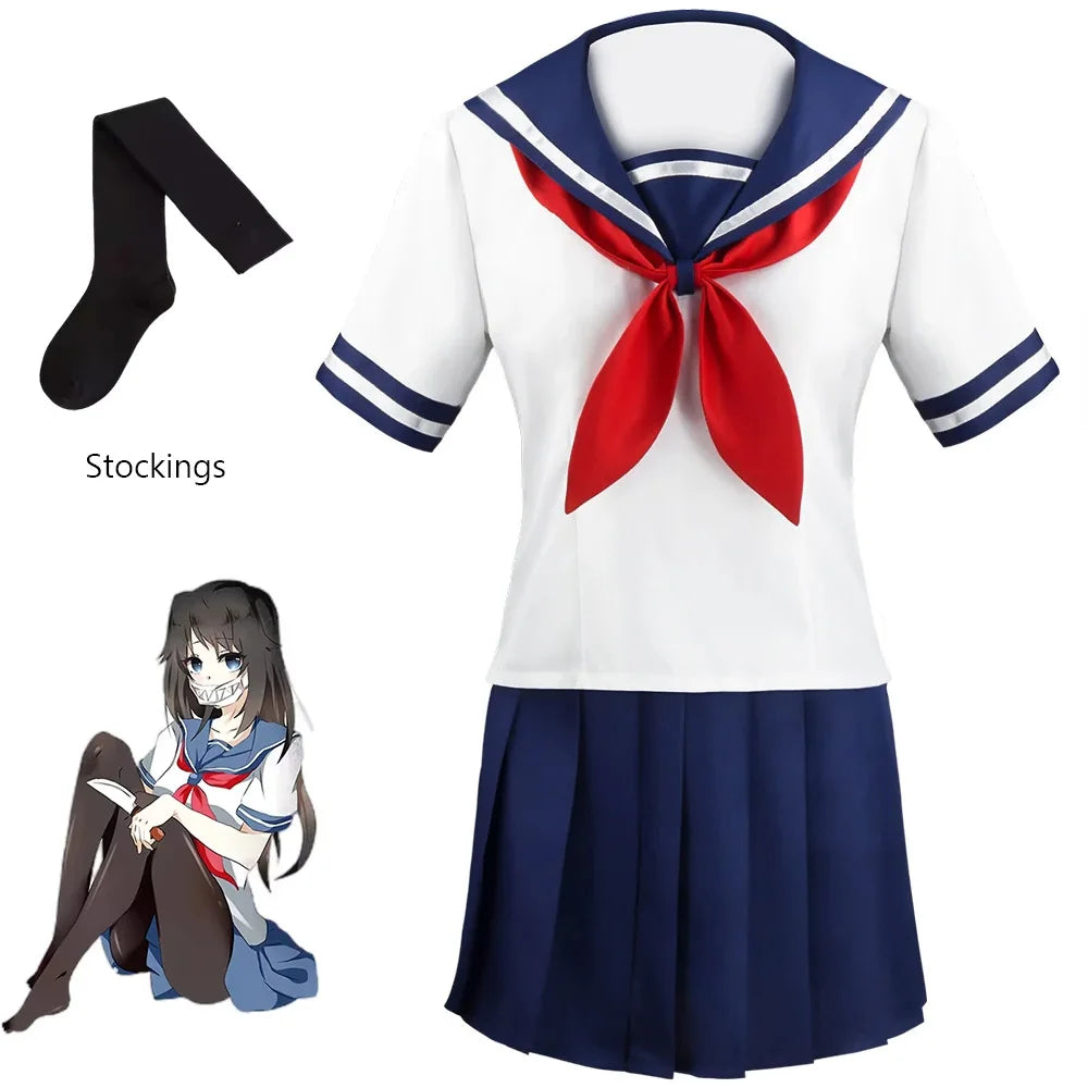 Yandere Simulator Cosplay Costume – Ayano Aishi (Yandere-chan) JK Sailor School Uniform Dress Suit (Women’s Anime Outfit)