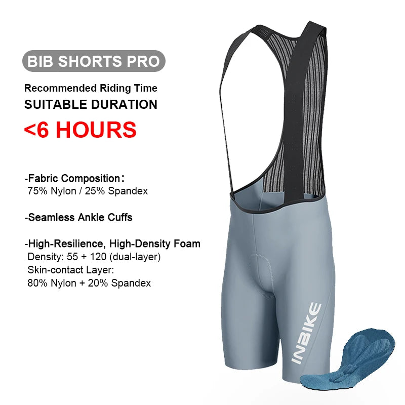 INBIKE Men's Cycling Bib Shorts – Professional Padded MTB & Road Bike Riding Shorts for Mountain Cycling