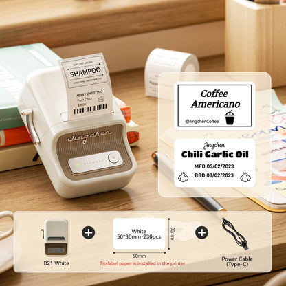 NiiMbot B21 Mini Thermal Label Printer – Wireless Bluetooth Barcode Label Maker with Portable Adhesive Printing for Office & Business