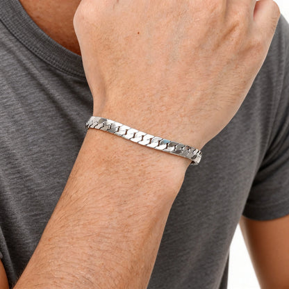 Punk Silver Chain Bracelet – Stainless Steel Braided Link Wristband for Men | Hip Hop Fashion Jewelry Gift for Him & Dad