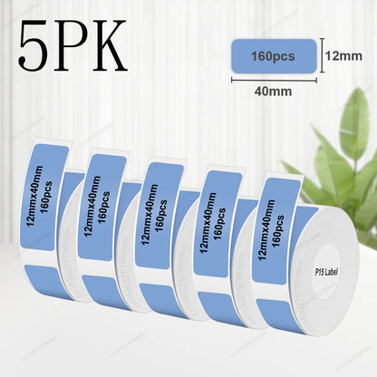 3/5/10PK P15 Thermal Label Paper Stickers – 12x40mm & 15x30mm Self-Adhesive Labels Compatible with Phomemo D30, Q30, Marklife P15/P12 & DELI Q2 Printers