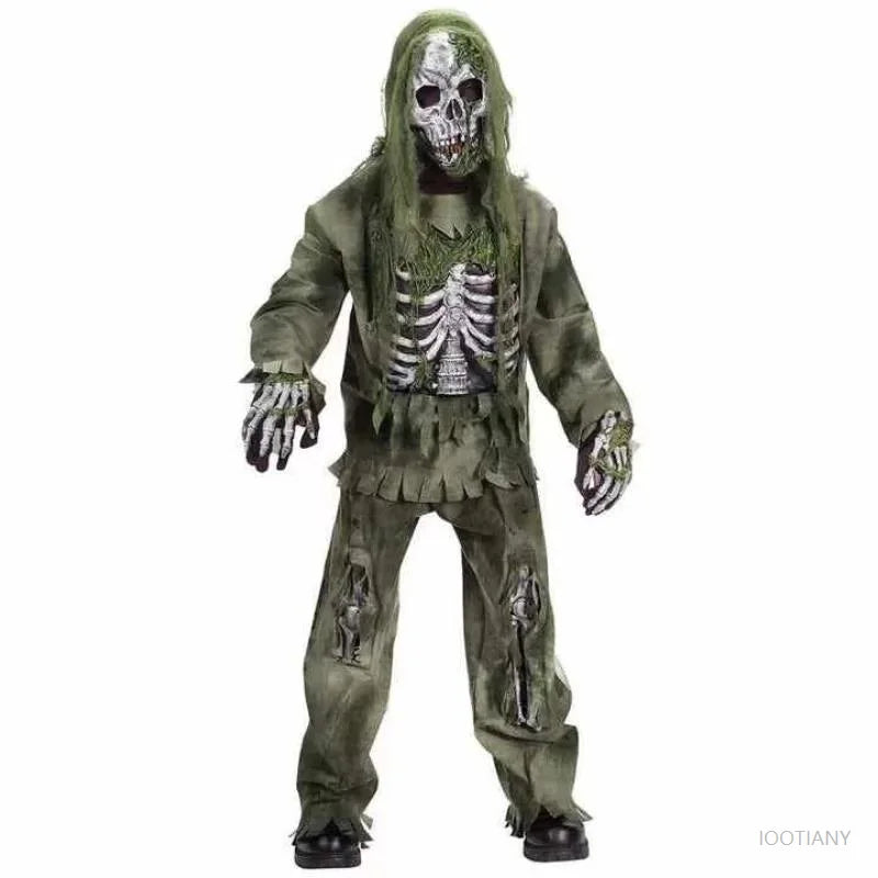 Halloween Zombie Skeleton Costume – Scary Living Dead Monster Outfit for Kids & Adults, Spooky Halloween Party & Dress-Up Costume