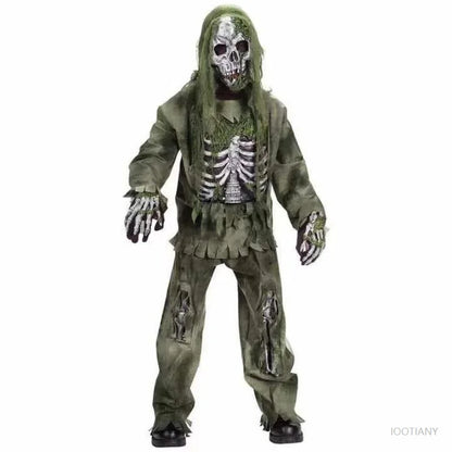 Halloween Zombie Skeleton Costume – Scary Living Dead Monster Outfit for Kids & Adults, Spooky Halloween Party & Dress-Up Costume