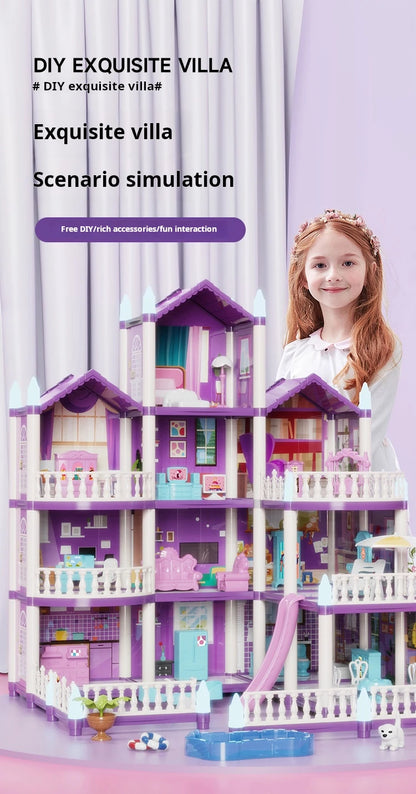 3D DIY Fantasy Princess Castle Villa Assembly Doll House Set – Creative Building Toys for Girls, Home Play & Kids 3D Educational Toy Kit