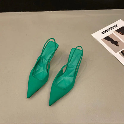 Sandalias de tacón de aguja puntiagudas para mujer – Elegantes y sexys, sin cordones, tacones altos de boca baja para uso casual y fiesta