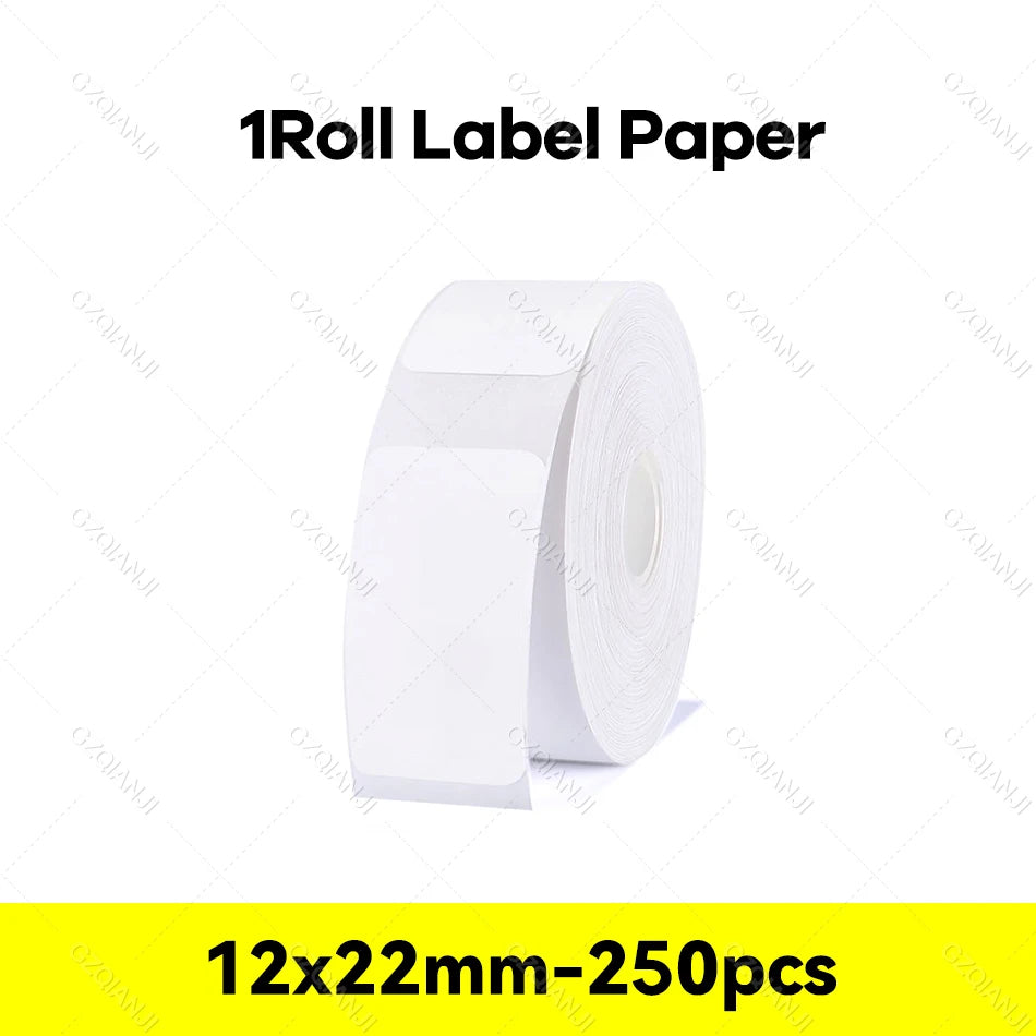 Niimbot D110 Label Maker Tape – Waterproof Self-Adhesive Sticker Paper, Compatible Label Roll for Niimbot D11/D101 Portable Printer, White Thermal Labels 12-15mm