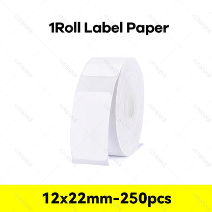 Niimbot D110 Label Maker Tape – Waterproof Self-Adhesive Sticker Paper, Compatible Label Roll for Niimbot D11/D101 Portable Printer, White Thermal Labels 12-15mm