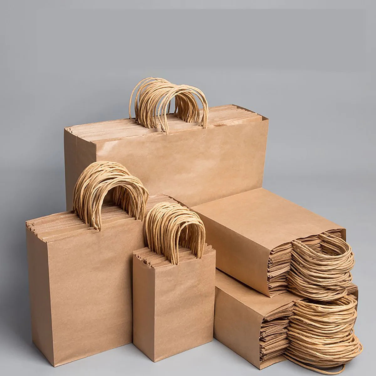 10PCS Kraft Paper Gift Bags with Handles – Shopping Bags for Clothing, Weddings, Christmas, Retail Packaging & Party Gift Favors
