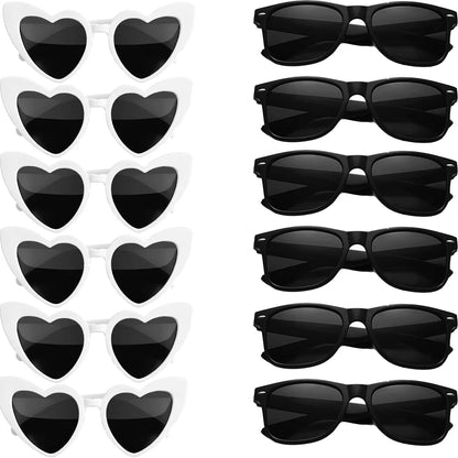 12–120PCS Personalized Heart Sunglasses with Pen – Wedding & Bachelorette Party Favors, Bridal Party Photo Props & Gifts