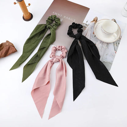 Korean Dots Scrunchie Hair Tie – Long Scarf Ponytail Elastic Hair Band for Women | Sweet Fashion Hair Accessories