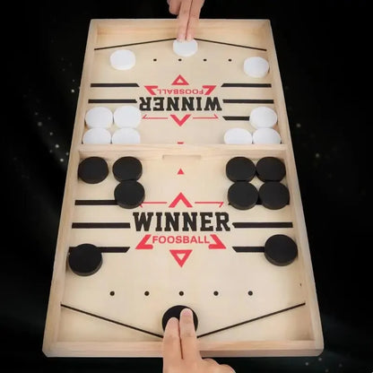 Table Hockey Sling Puck Board Game – Fast-Paced Desktop Battle Game for Family, Kids & Adults Party Fun