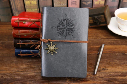 Retro Spiral Leather Notebook – Vintage Pirate Journal with Refillable Pages