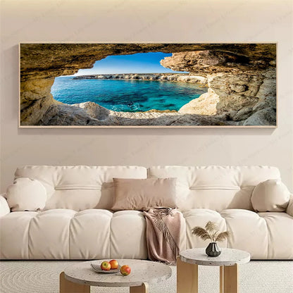 3D Landscape Canvas Wall Art – Mountain Lake Forest Scenery Painting Poster for Living Room, Bedroom & Home Decor