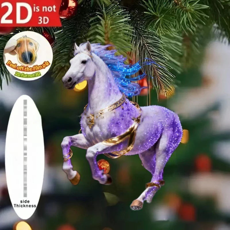 Cute Cat 2D Acrylic Christmas Pendant – Flat Hanging Ornament for Xmas Tree, Holiday Party & Festive Home Decor