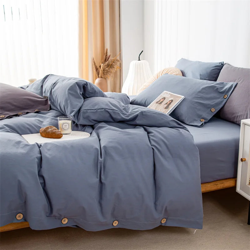 3-Piece 100% Cotton Bedding Set – Duvet Cover & Pillowcase Set for Queen & King Beds
