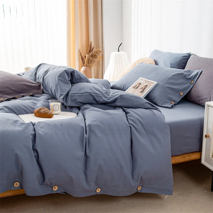 3-Piece 100% Cotton Bedding Set – Duvet Cover & Pillowcase Set for Queen & King Beds
