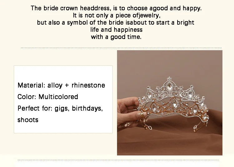Vintage Baroque Crystal Queen Crown Tiara for Women – Rhinestone Bridal Wedding & Prom Hair Accessory