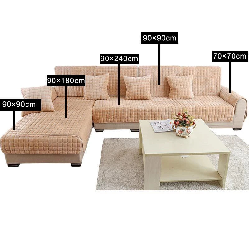 Soft Flannel Non-Slip Sofa Cover – Quilted Furniture Protector for Couch & Living Room Sofa, Warm 1-Seat Cushion Cover