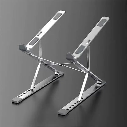 Adjustable Aluminum Laptop Stand – Foldable Notebook Holder with Heat Dissipation Design for MacBook, PC, Tablet & Desktop Computer Setup