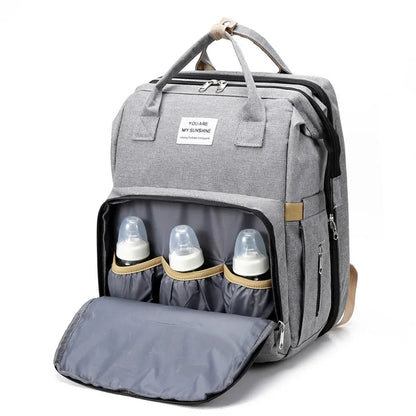 Sac à langer de grande capacité pour bébés avec matelas à langer – Sac à langer de maternité imperméable pour mamans avec rangement pour biberons et lit de bébé
