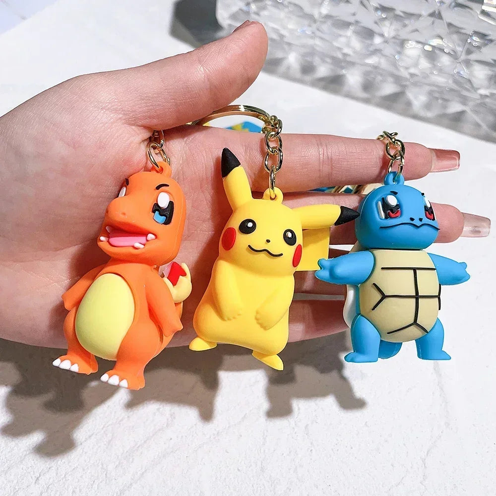 Pokémon Keychain – Pikachu Anime Action Figure Kawaii Cartoon Keyring (Charmander, Psyduck Doll) Car & Bag Pendant Gift