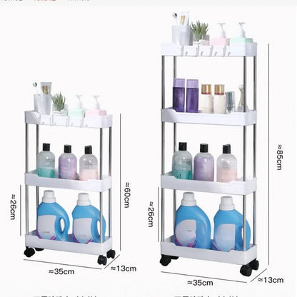 Slim Rolling Storage Trolley – Multi-Layer Bathroom, Kitchen & Living Room Organizer Shelf