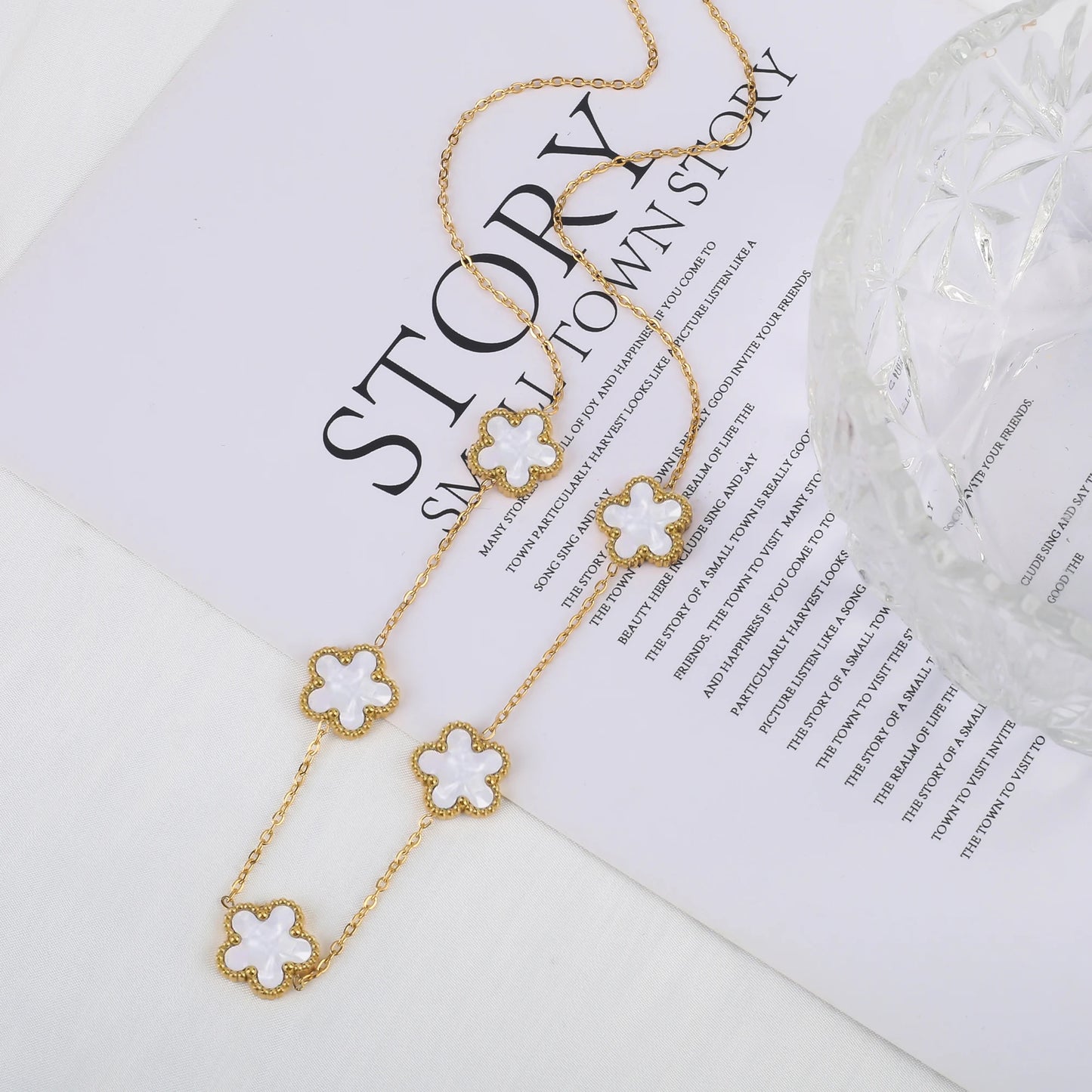 Stainless Steel Five Leaf Flower Clover Bracelet for Women Girls Adjustable Laser Petal Classic Brand Jewelry Gift