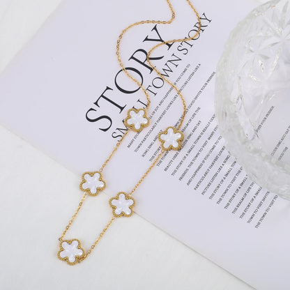 Stainless Steel Five Leaf Flower Clover Bracelet for Women Girls Adjustable Laser Petal Classic Brand Jewelry Gift
