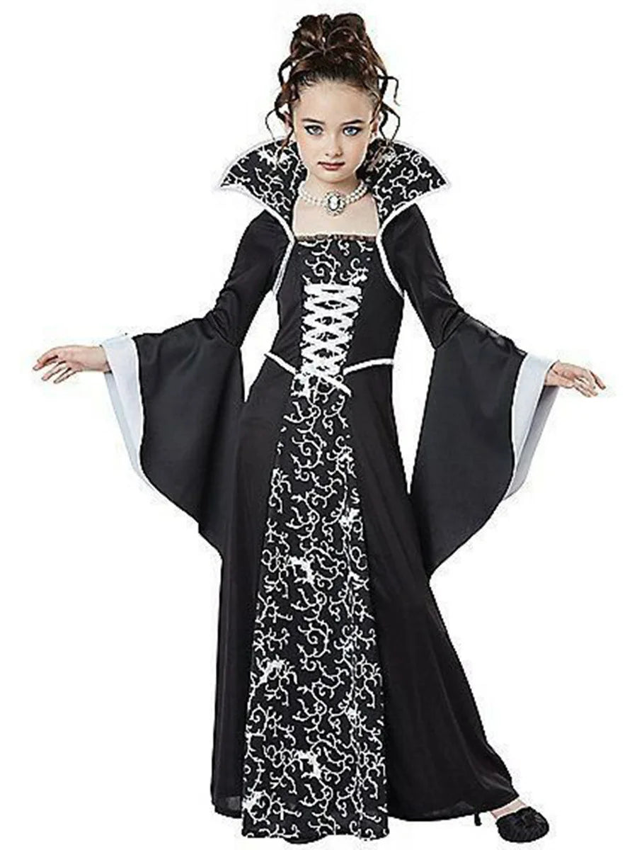 Halloween Witch Vampire Cosplay Costume for Kids Girls – Carnival Dress-Up Party Performance Fancy Dress Outfit