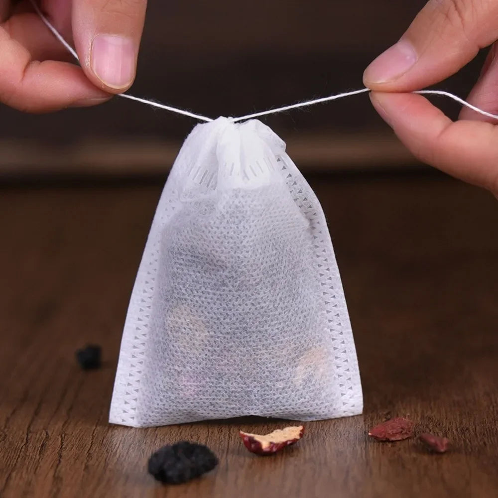 100-1000pcs Disposable Tea Filter Bags – Nonwoven Drawstring Tea Strainer Bags, Single Use Loose Leaf Tea Bags for Coffee, Herbs, Spices & Kitchen Brewing Accessories