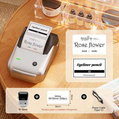 NiiMbot B21 Mini Thermal Label Printer – Wireless Bluetooth Barcode Label Maker with Portable Adhesive Printing for Office & Business