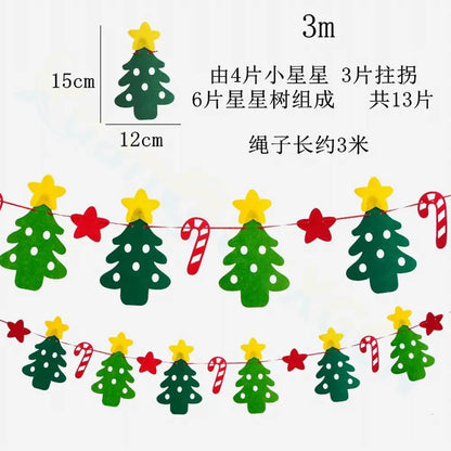 Felt Merry Christmas Banner – Santa Claus Xmas Flag Decoration for Home, Noel Holiday Party & New Year Decor