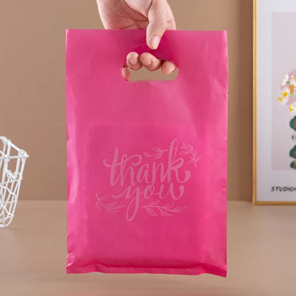 10/50/100 BOLSAS DE PLÁSTICO DE AGRADECIMIENTO – Bolsas de compras para pequeñas empresas, para bodas, cumpleaños, dulces, pasteles, tiendas minoristas y embalaje de regalos