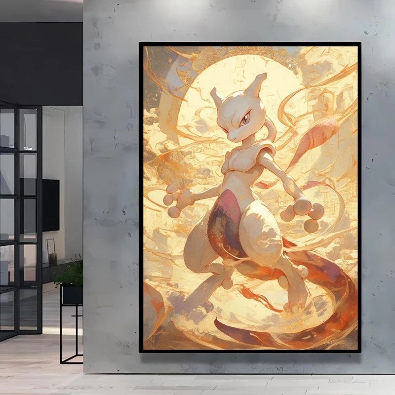 Pokémon Eevee Ink Style Canvas Wall Art – Fantasy Decorative Painting for Home & Room Decor