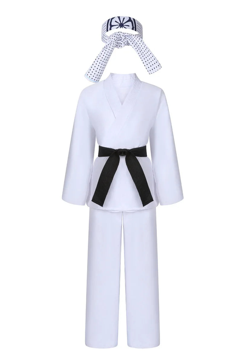 The Karate Kid Cobra Kai Cosplay Costume – Martial Arts Kimono Uniform with Headband, Taekwondo Training & Halloween Party Outfit