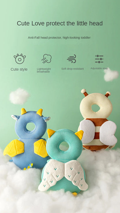 Mochila protectora de cabeza para bebé – Cojín de seguridad de abeja ángel para 1-3 años, almohada protectora anticaída
